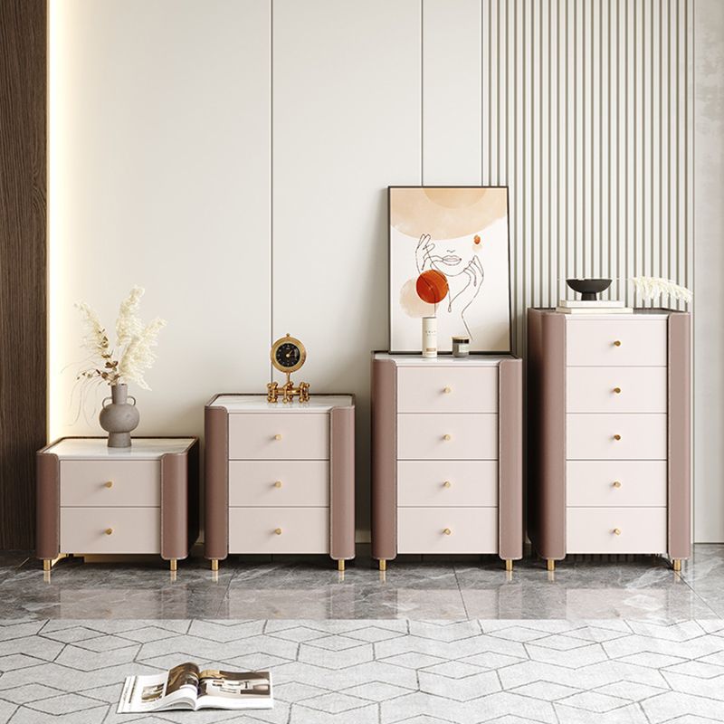 Contemporary Glam Storage Chest Stone Storage Chest Dresser for Bedroom