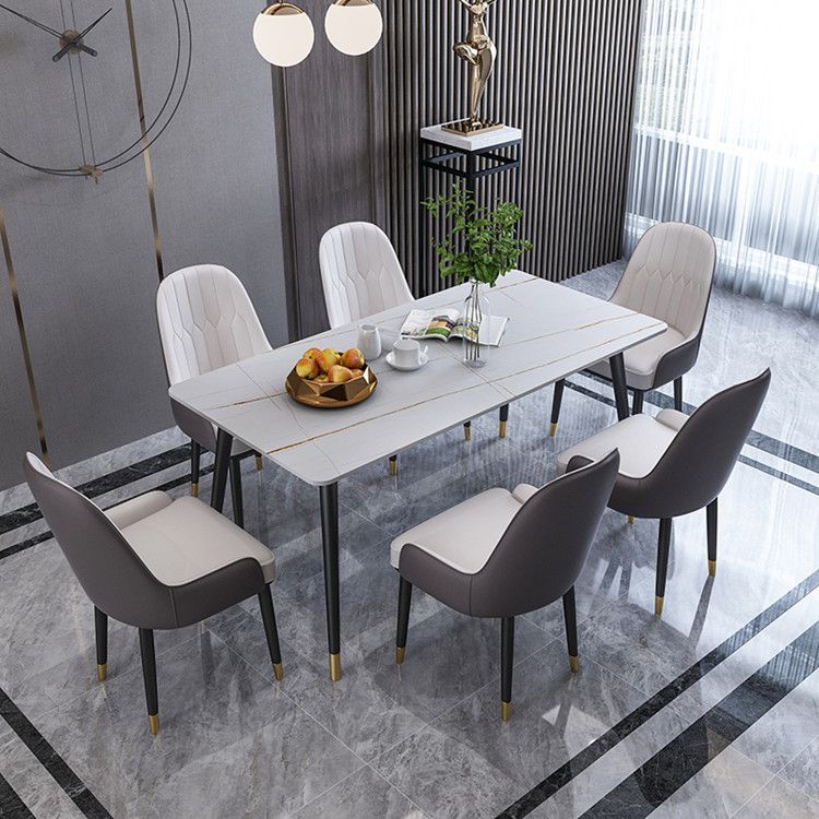 Modern 1/2/5/6/7 Pieces Dining Set Rectangle Stone Dining Table for Dining Room