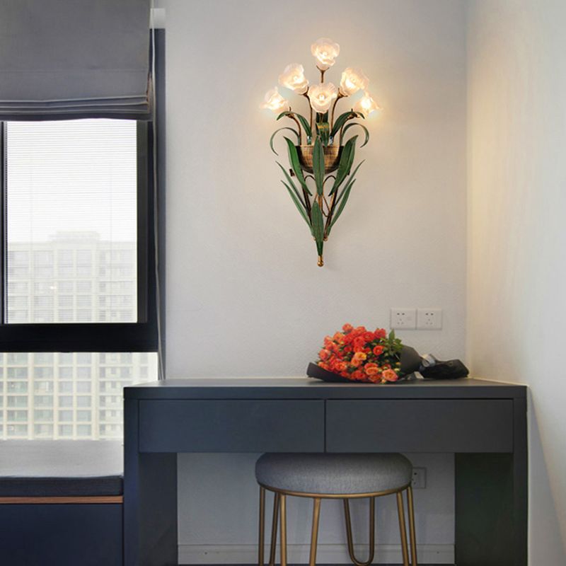 Flower Shape Glass Wall Sconces Modern Multi-Lights Wall Mount Light Fixture