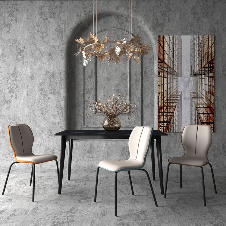 Industrial Indoor Faux Leather Upholstered Parsons Armless Dining Chair