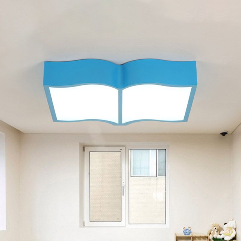 Book Acrylic Close to Ceiling Lamp Cartoon Led Red/Yellow/Blue Flush Mount Lighting for Living Room