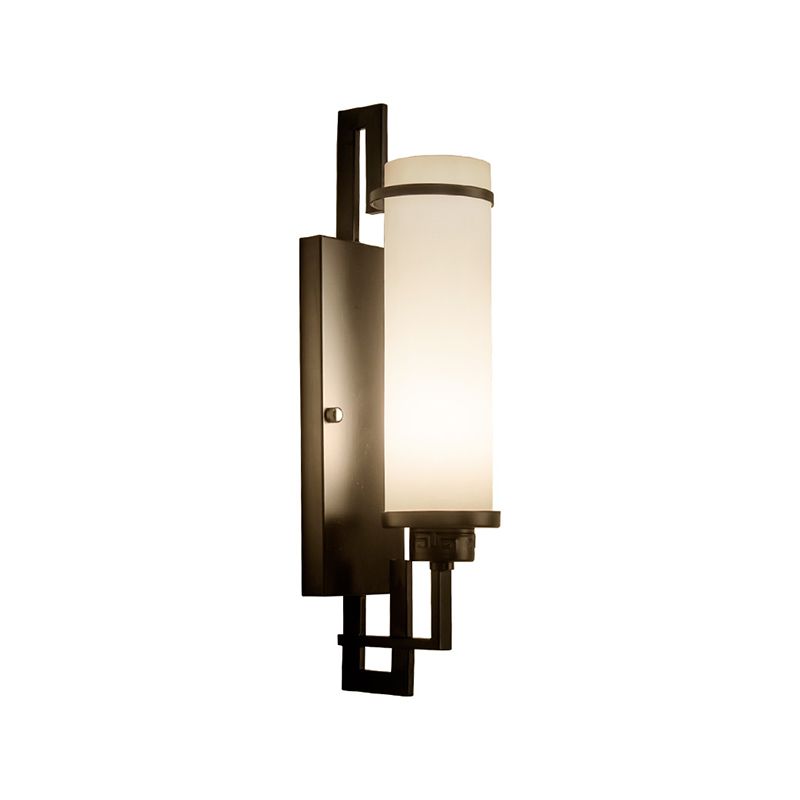 Modern Style Glass Wall Light Cylinder 21.5" High Wall Sconce for Living Room