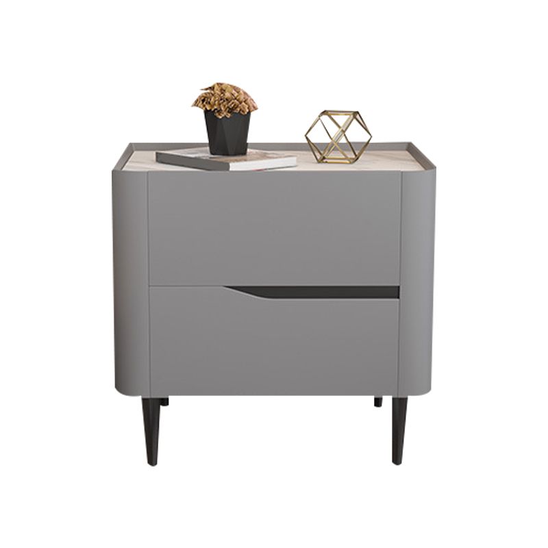 2 - Drawer Contemporary Accent Table Nightstand Antique Finish Bedside Cabinet