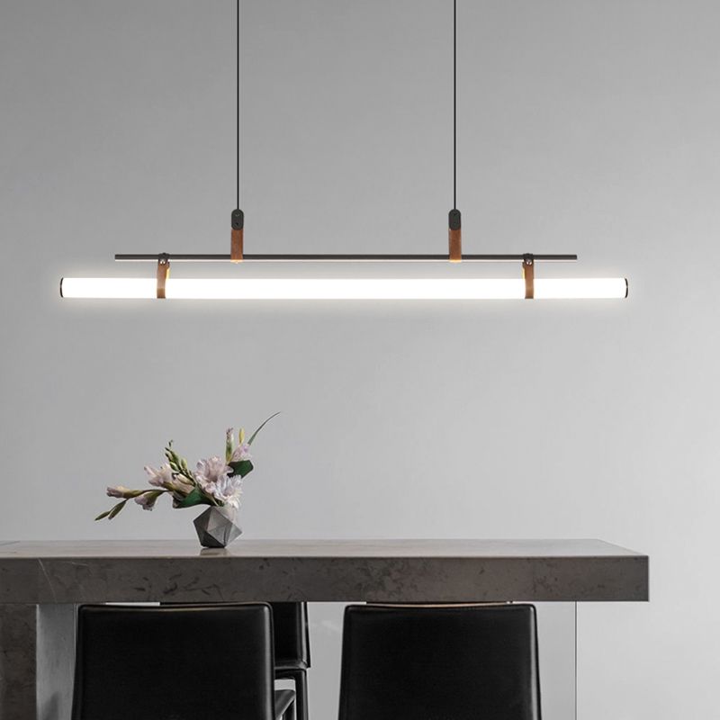 1 Light Linear Island Lighting Fixtures Contemporary Metal Island Pendants for Kitchen