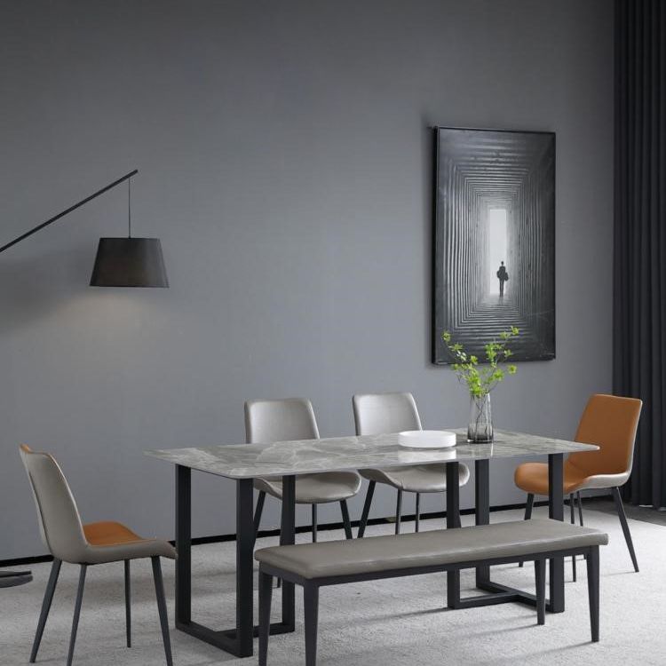 Sintered Stone Dining Table Modern Double Pedestal Table for Home Use