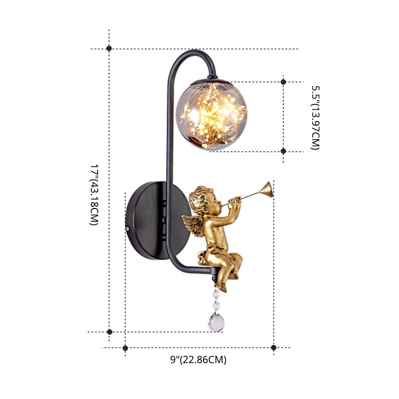 Lámpara esférica liviana nórdica estilo creativo de vidrio 1 apliques de luz con modelo de ángulo