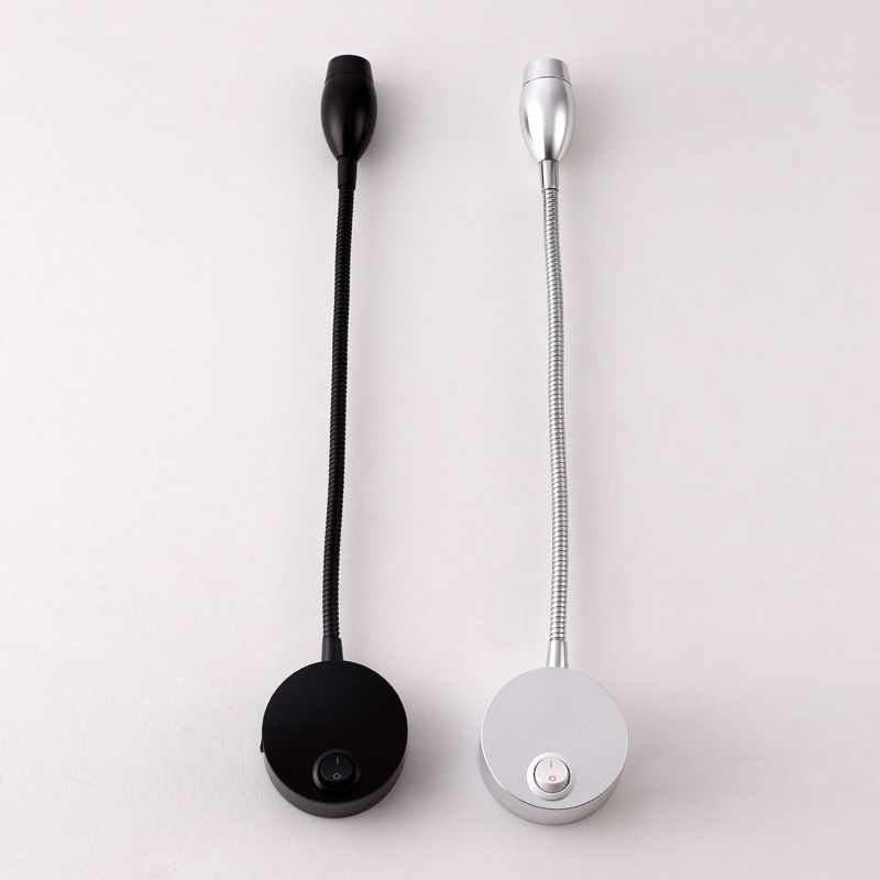 Diseño de manguera ajustable lámpara de lectura LED lámpara de montaje de pared de aluminio moderna con interruptor independiente