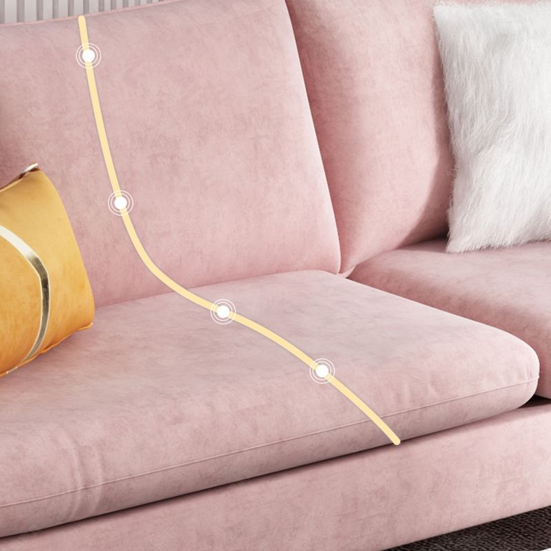 Scandinavian Velvet Sofa with 3 Pillows and Storage for Apartment