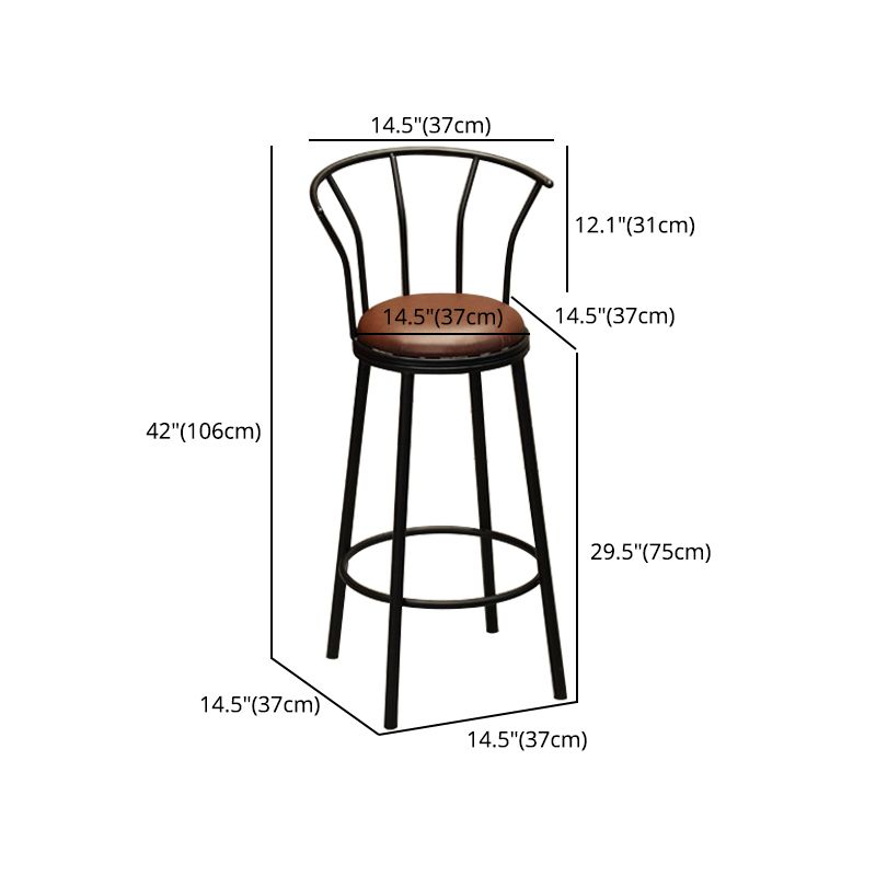 Industrial Bar and Counter Stool Brown Stool with Black Base