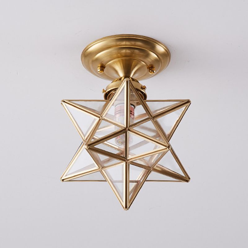 Colonical Creative Star - Lámpara de techo individual de cobre con pantalla de cristal