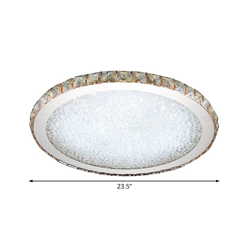 Plafonnier circulaire moderne à 1 lumière en cristal clair/ambre de 8,5"/14"/18" de large, luminaire de plafond à LED en lumière chaude/blanche