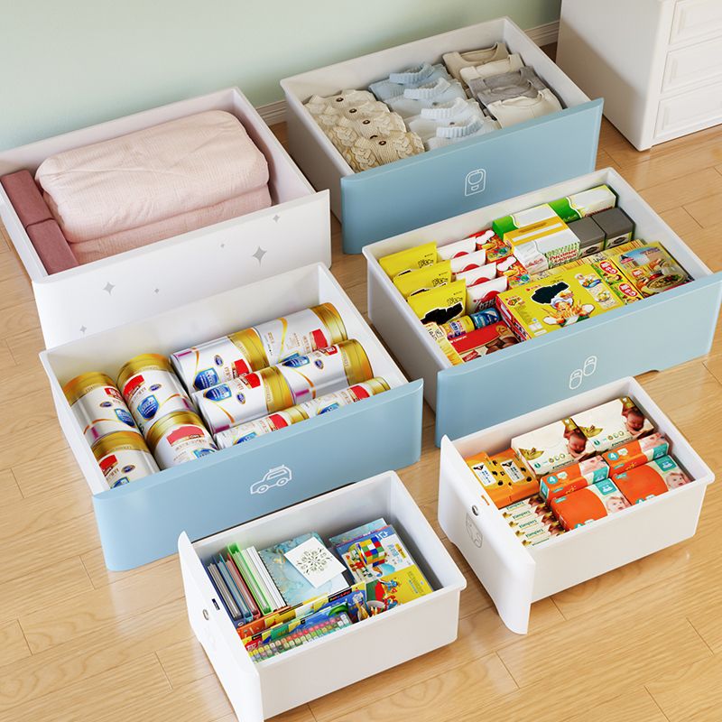 Contemporary Style Non-Hanging Armoire Plastic Storage Cabinet with Drawers