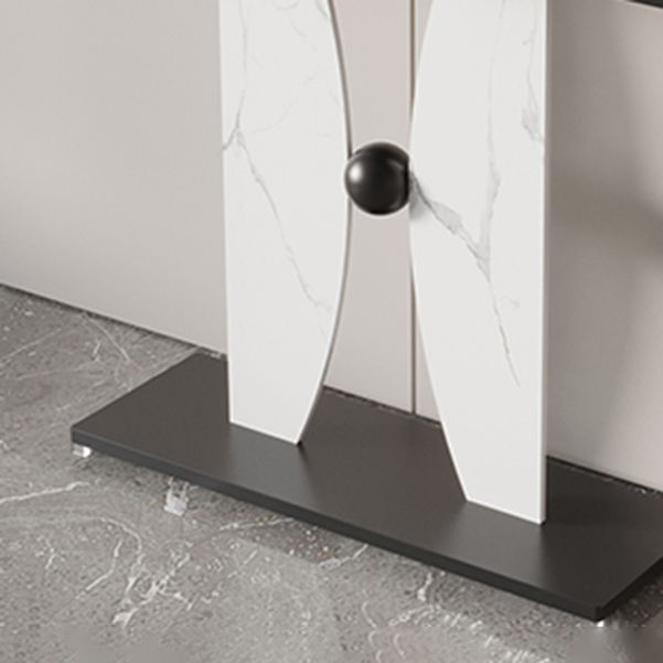 31.5-inch Tall Console Table Stone Half Moon Accent Table for Hall