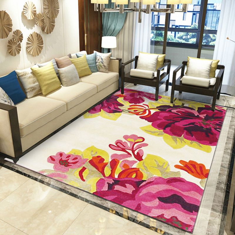 Gorgeous Multi Colored Modern Rug Polyester Flower Blossom Rug Pet Friendly Anti-Slip Stain Resistant Carpet for Home