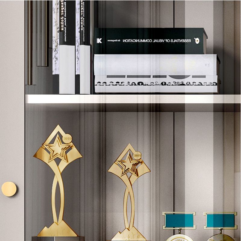 Modern Wooden Bookcase Standard Closed Back White/Champagne Bookshelf for Home Office