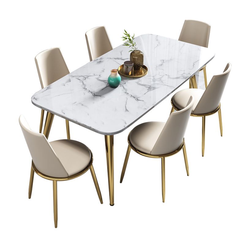 Fixed Sintered Stone Dining Room Set with Metallic 4 Legs Table Dining Room Furniture for Home Use