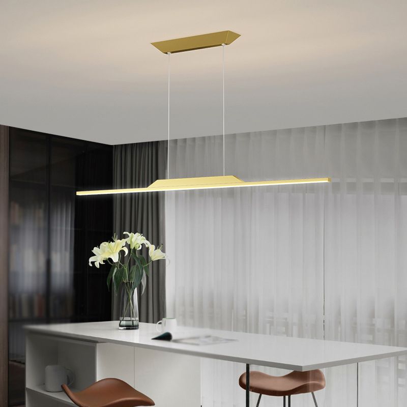 Linear Shape Metal Island Chandelier Modern Style 1-Light Island Ceiling Light