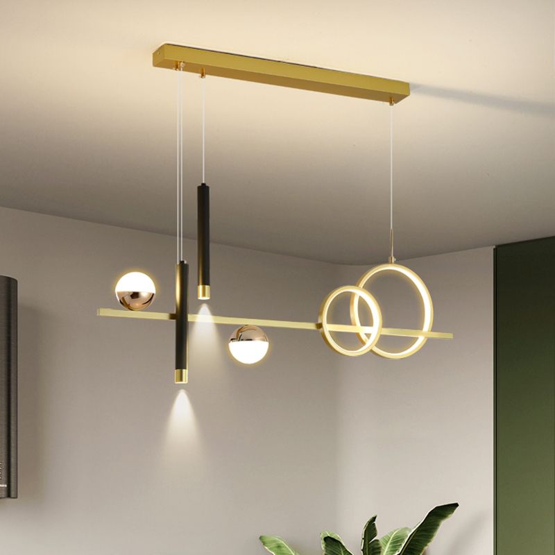 LED Linear Island Lighting Fixture Metal 2-Spotlight Chandelier Lamp for Dining Room