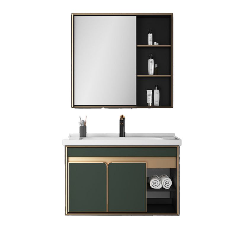 Bath Vanity Set Wall Mount Single Sink Blue Glam Metal Faucet Included Vanity Set