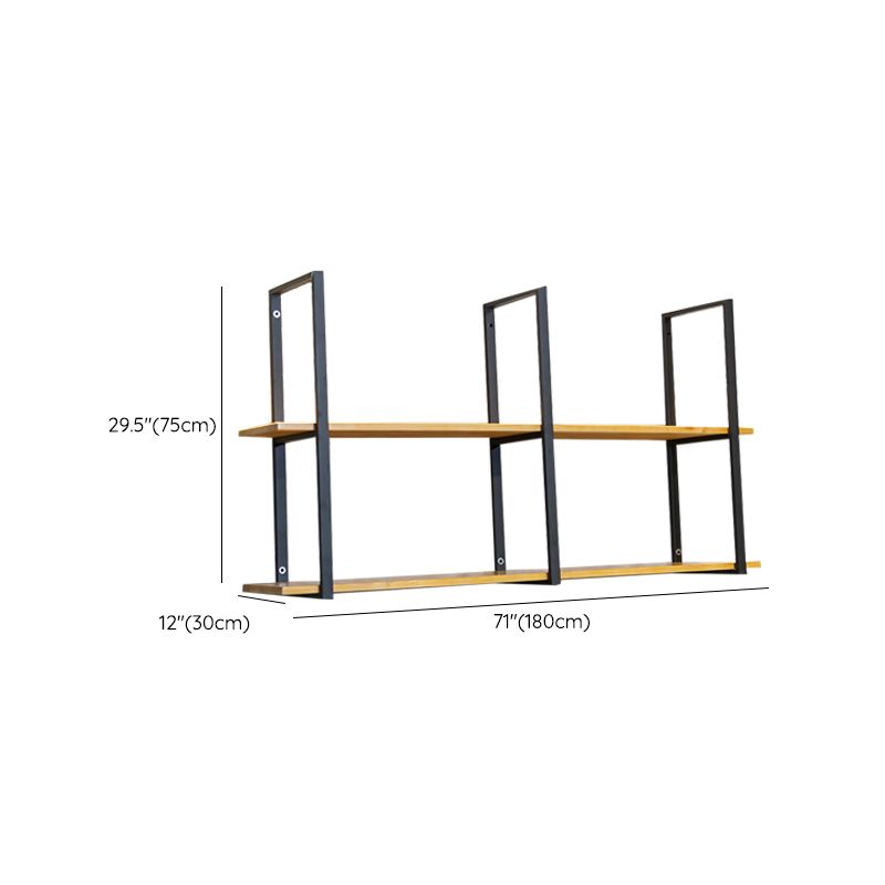 Contemporary Wooden Bookshelf Closed Back Floating Natural Bookcase