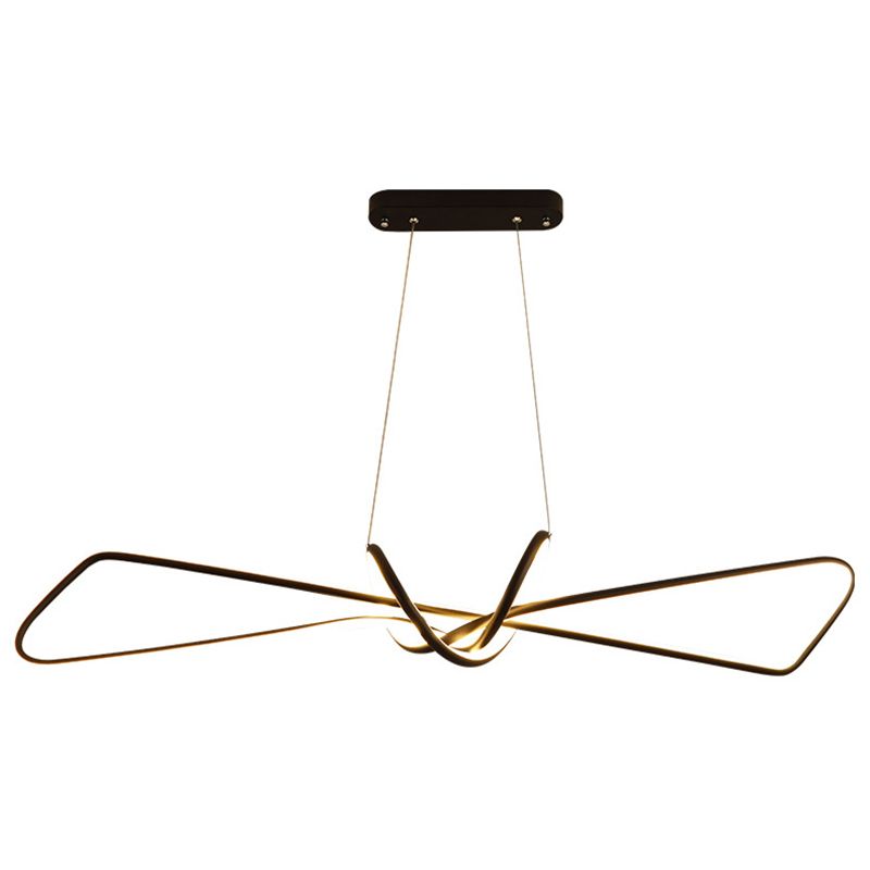 Aluminium Linear LED Pendant Light in Modern Singular Style Silica Gel Ceiling Light for Dining Room