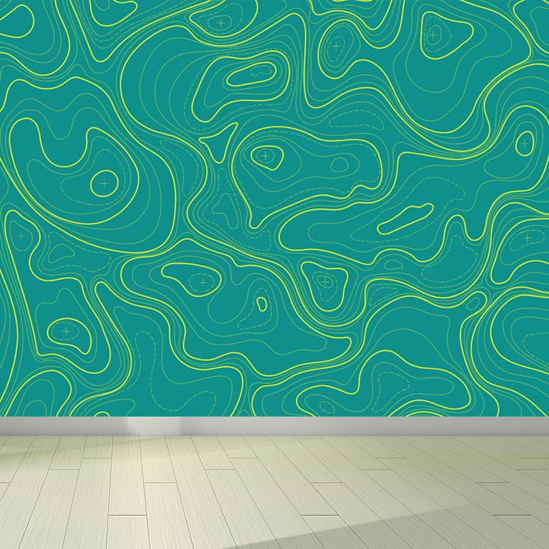 Modern Abstract Mural Non-Woven Cloth Stain-Proof Light Color Wall Art for Bathroom