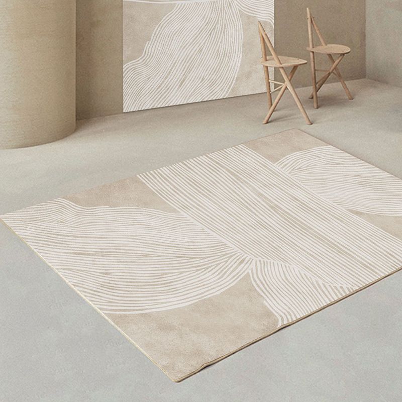 Brown Tone Rug Industrial Style Living Room Carpet Polyester Washable Area Rug
