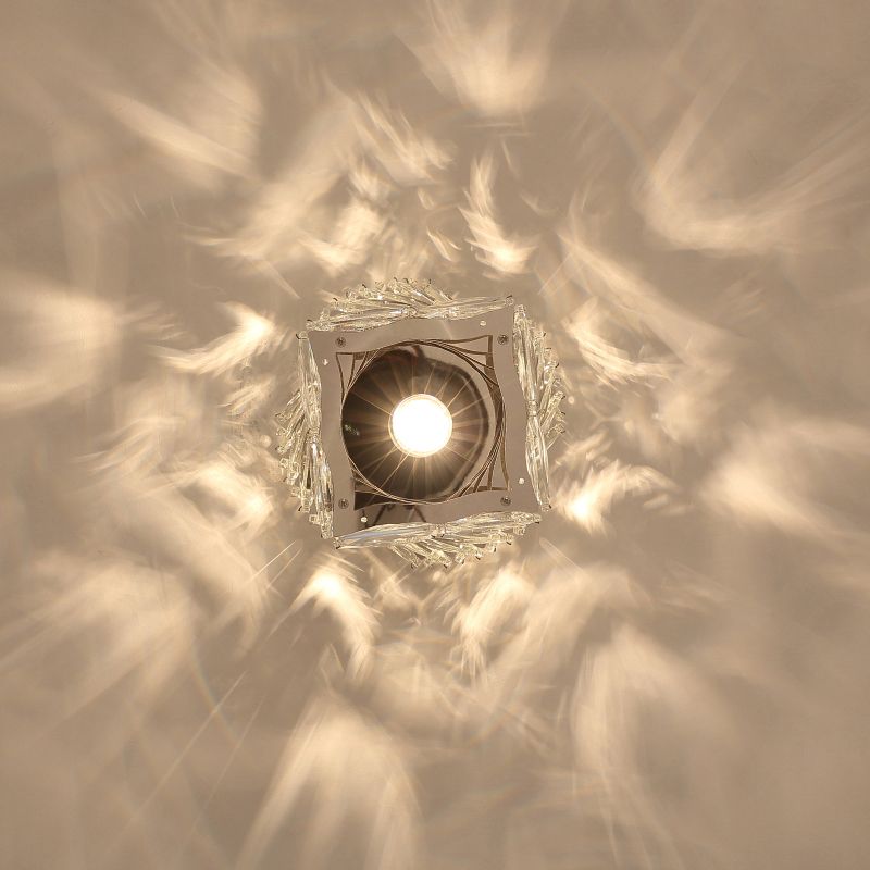 Spiral Square Hallway Ceiling Mount Lamp Clear Crystal 1-Light Modern Semi Mount Lighting