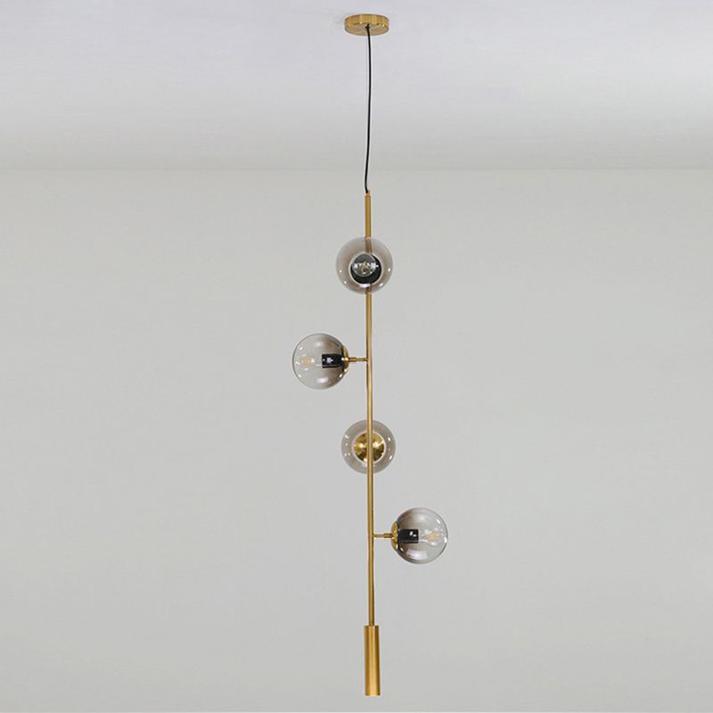 Smoke Grey Glass Orb Pendant Lighting Postmodern Island Ceiling Light for Dining Room
