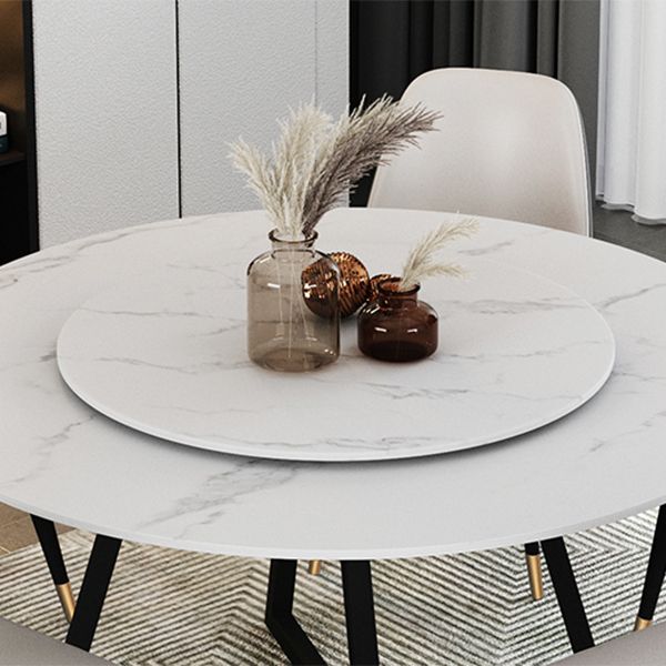Mesa de comedor de piedra sinterizada Mesa de comedor moderna redonda con marco negro