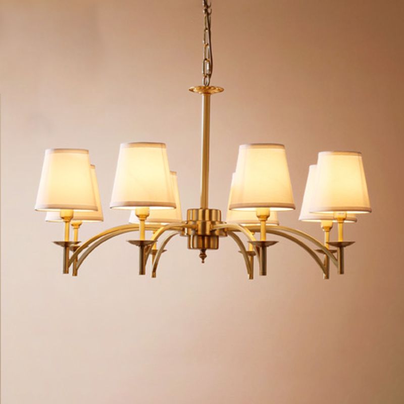 Multi-Head Chandelier Lighting Fixtures Traditional Barrel Suspension Lamp with White Fabric Shade