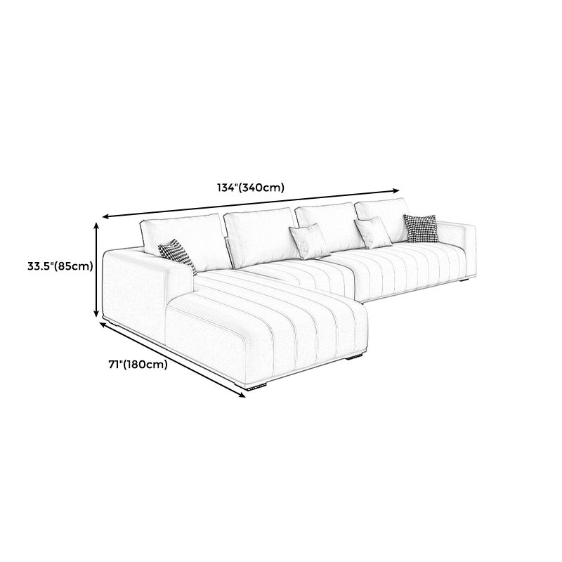 Beige Modern Faux Leather Square Arm Sofa/Sectional with Pillowed Back Cushions