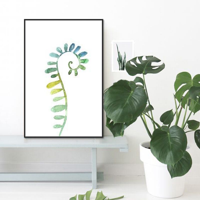 Green Leaves Print Wall Art Decor Textured Surface Countryside Living Room Canvas