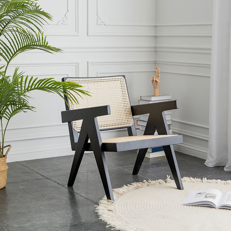 Contemporary Balcony Wood Arm Chair Matte Finish Open Dining Chair