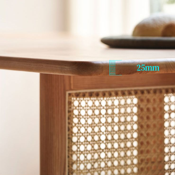 Rechthoek bruine eettafel vaste houten eettafel met dubbele voetstukbasis
