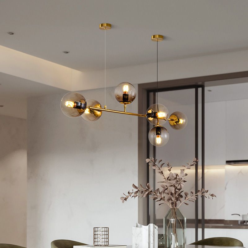 Spherical Shape Island Lights Modern Style Glass 6 Light Pendant Lighting Fixtures