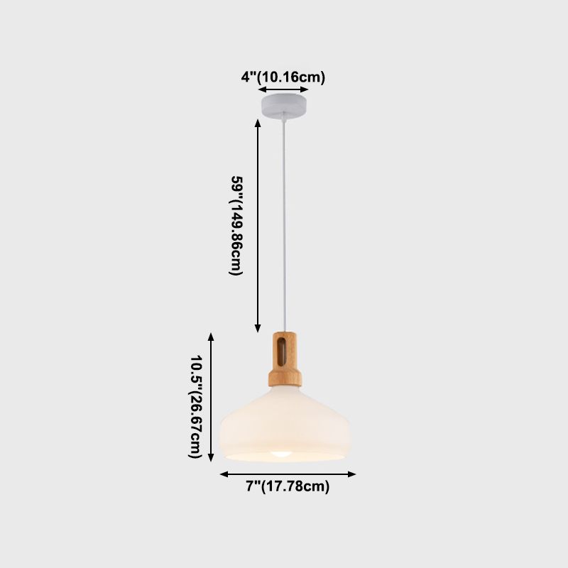 Glass Tapered Hanging Lamp in Modern Concise Style Wooden Indoor Pendant Light