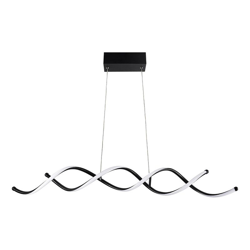 Luce isola a led nera in silicone nella moderna semplicità in alluminio a sospensione lineare per sala da pranzo