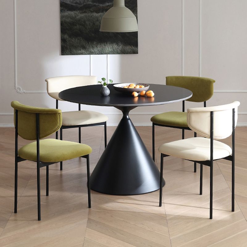Round Dining Table Stone Dining Table in Black and White with Pedestal
