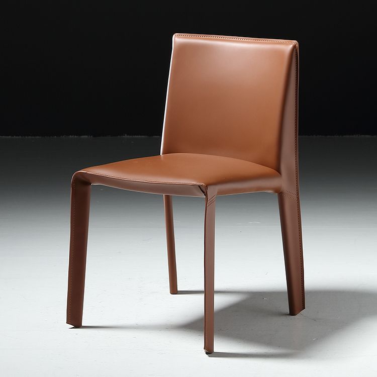 Contemporary Side Chair Metal Solid Back Dining Chair for Indoor