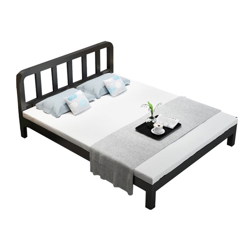 Contemporary Metal Slat Standard Bed with Rectangular Headboard