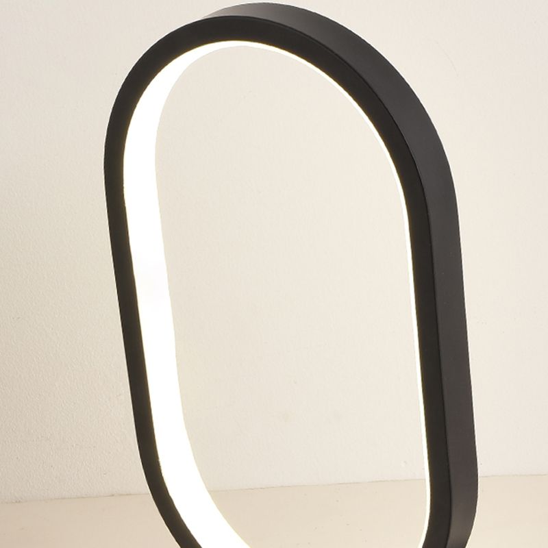 1 Light Oval Nightstand Lamp Contemporary Metal Nightstand Lamps for Bedroom