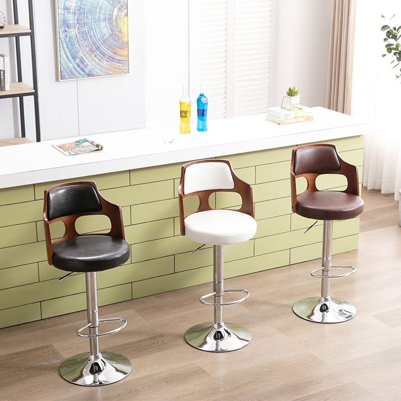 Modern Adjustable Swivel Barstool Matte Finish Footrest Stool