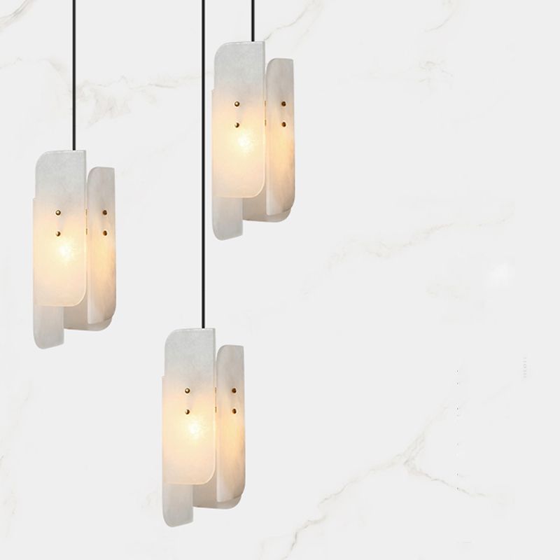 Panneau de rectangle blanc lampe de plafond minimaliste à 1 lumière en marbre de marbre léger pour restaurant