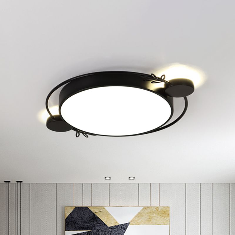 Twig Detailing Round Iron Flush Mount Nordic Black/Grey/White LED Flush Mounted Ceiling Light Fixture