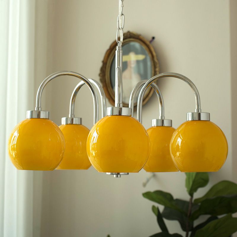Modern Multi Head Glass Chandelier Light Fixtures Restaurant Hanging Chandelier