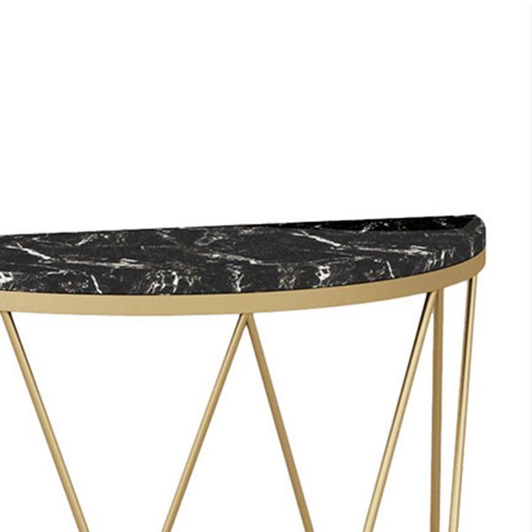 Glam Marble Console Sofa Table Half Moon Iron Accent Table for Hall