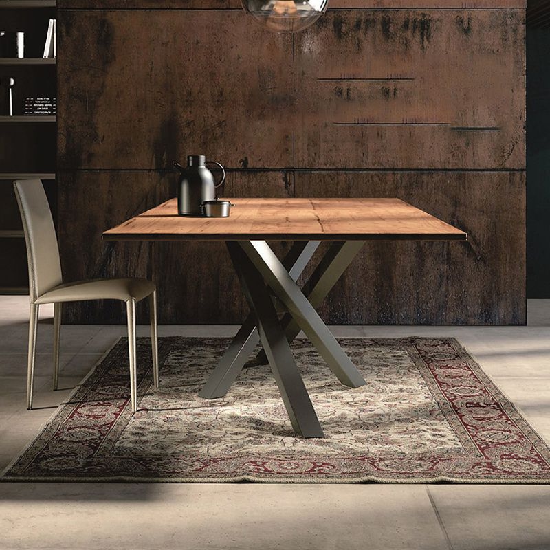 Modern Brown in Pine Dining Table Rectangle Dining Table for Kitchen