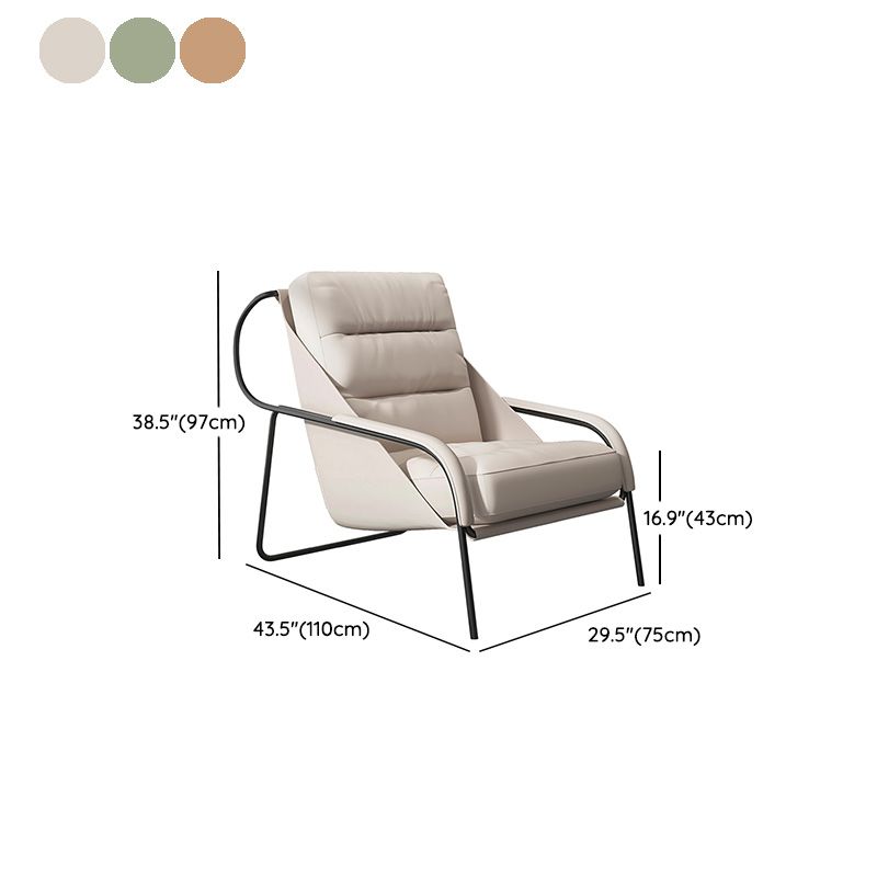 Mid-century Pu Leather Lounge Chair Solid Color Sewn Pillow Back Chair