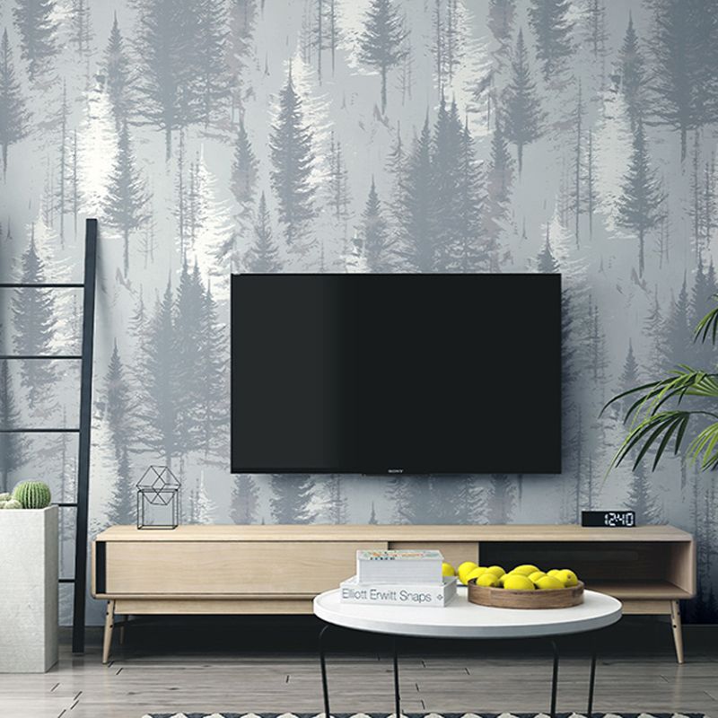 Pine Tree Forest Wallpaper Roll Nordic Style Smooth Surface Wall Decoration for Living Room